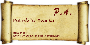 Petrás Avarka névjegykártya